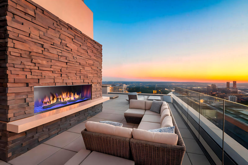 Outdoor Lifestyles Lanai fireplace on rooftop patio