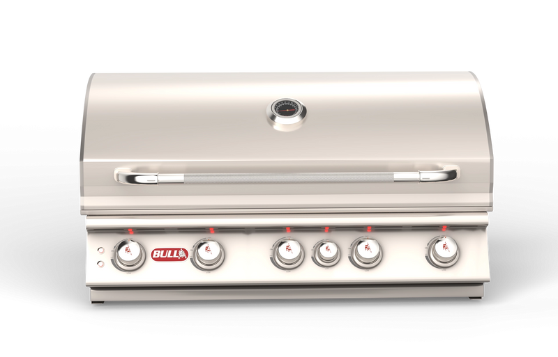 Bull Brahma 38 inch built-in gas grill angled view with internal lighting