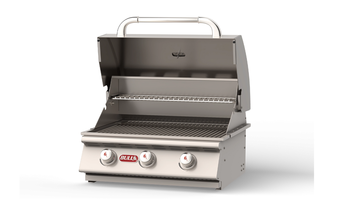 Bull Steer 24 inch 3-burner built-in gas grill head in 304 stainless steel