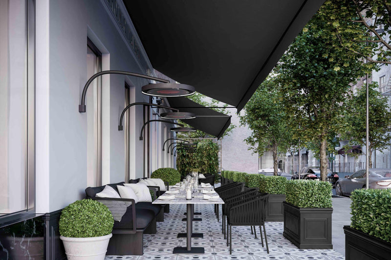 Bromic Eclipse Smart-Heat Electric installed in a commercial outdoor space