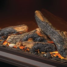 Oak luminous log kit shown over the ember bed