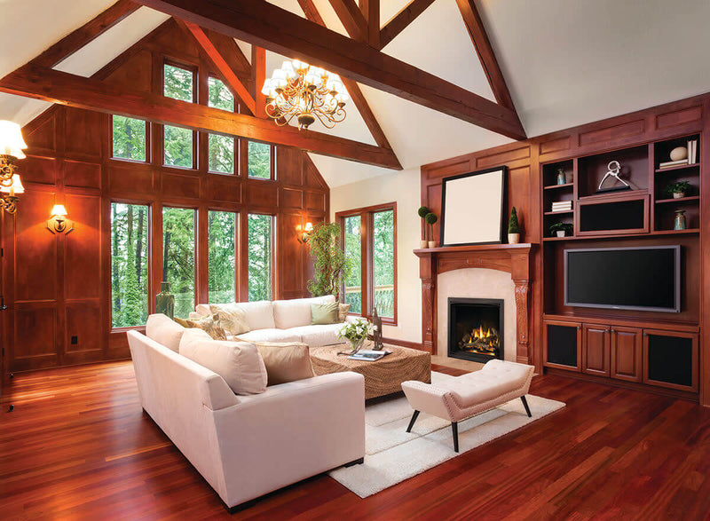 Napoleon Elevation X 36 installed with TV mounted above using Dynamic Heat Control