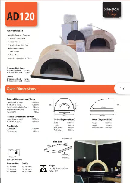 WPPO Tuscany AD120 DIY Outdoor Pizza Oven Kit - Extra Large Wood-Fired