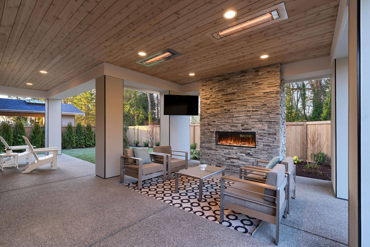Modern Flames Landscape Pro Slim on outdoor patio
