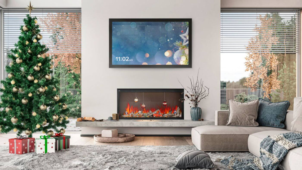 Napoleon Astound built-in electric fireplace installed in living room