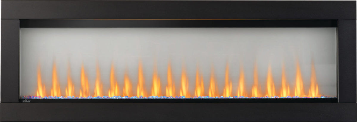 Napoleon CLEARion Elite 60 inch see-through electric fireplace with black crystals