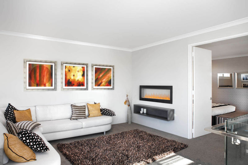 Napoleon CLEARion Elite 60 see-through electric fireplace in living room