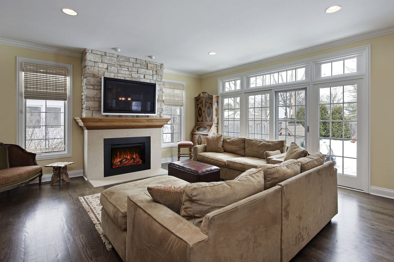 Modern Flames Redstone 36 inch electric fireplace in a living room
