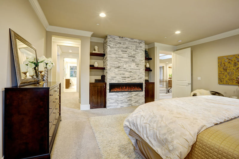 Spectrum Slimline electric fireplace in a bedroom